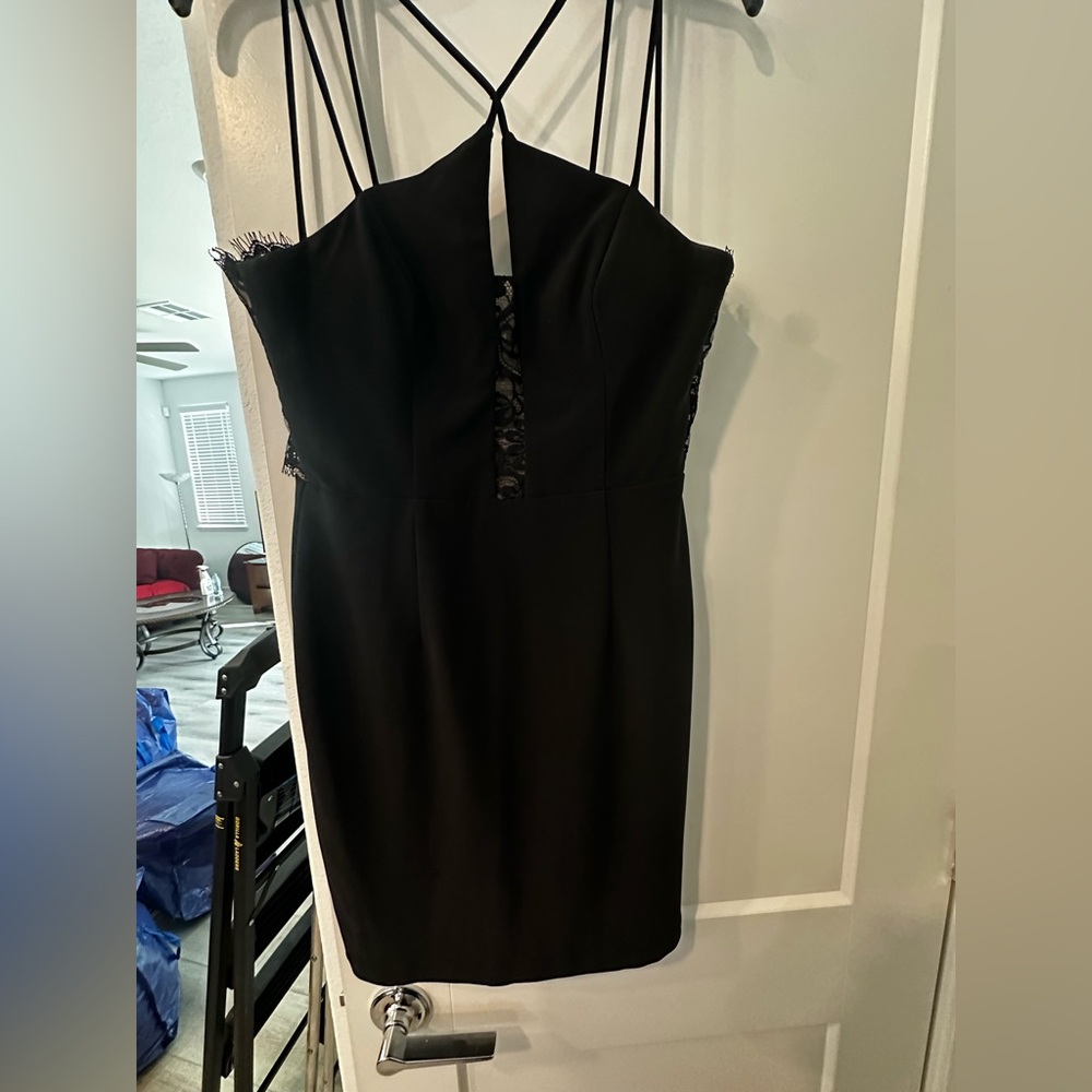 Aqua Black Backless Strappy Dress